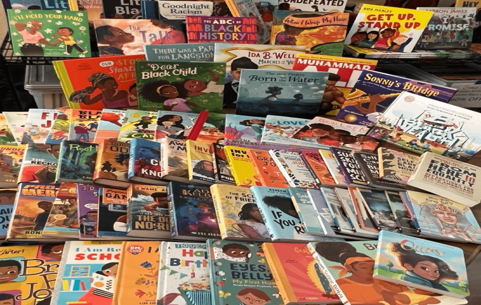 large display of books